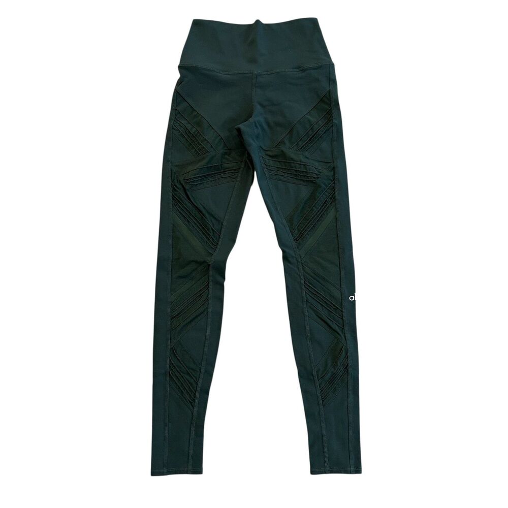 Alo Yoga Green Moto Ribbed High Rise Leggings Size Small